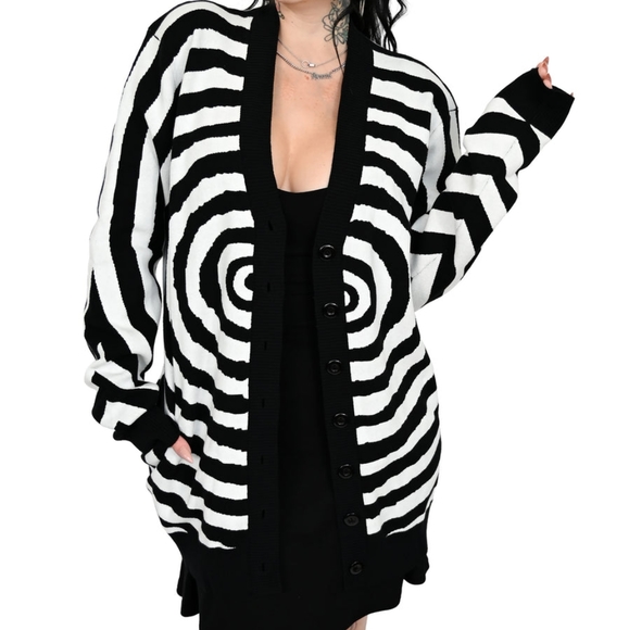 Foxblood Sweaters - Black and White Striped Women's Sweater